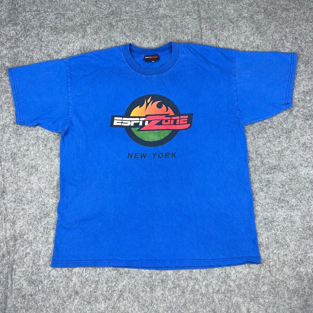VTG ESPN Shirt Mens Extra Large Blue ESPN ZONE New York Graphic Tee Cotton‎ USA